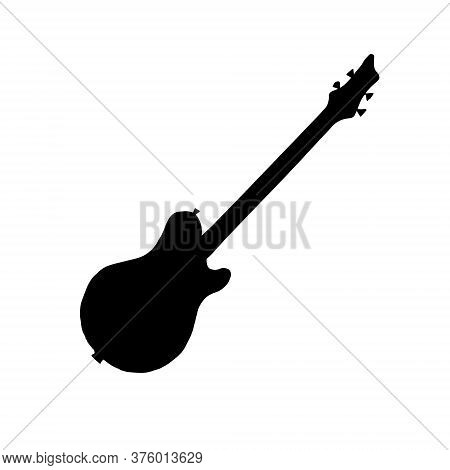 Vector Flat Black Buss Electric Guitar Silhouette Isolated On White Background