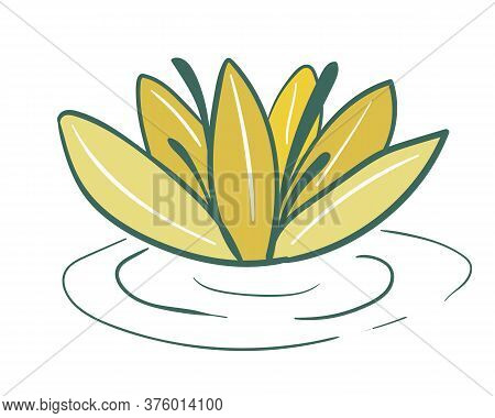 Decorative Vector Image Of An Yellow Lily Flower.
