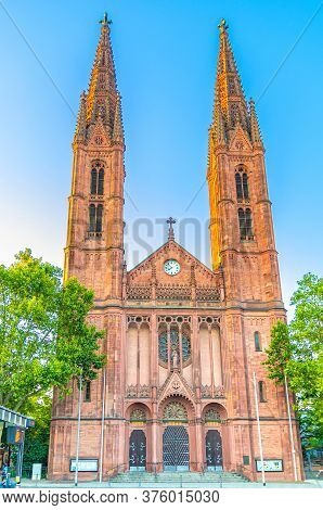 St. Bonifatius Roman Catholic Parish Church Gothic Style Building In Wiesbaden Historical City Centr