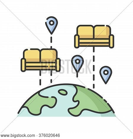 Couchsurfing Rgb Color Icon. Budget Tourism. Finding Affordable Accommodation In Travel. Hospitality