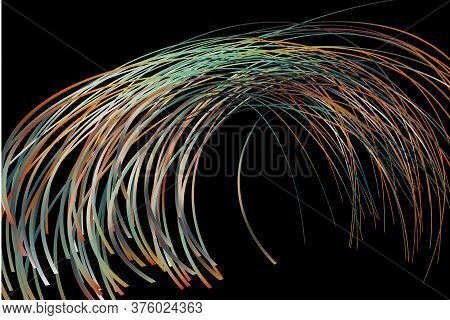 Ribbon Flow Color Swirl Strokes. Wave Sea Isolated Random Lines. Wires As Hair Beam Sheaf. Liquid Pa