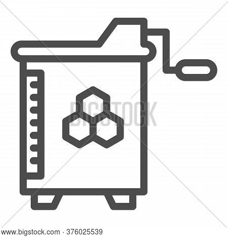 Honey And Wax Extractor Line Icon, Beekeeping Concept, Manual Honey Extractor Sign On White Backgrou