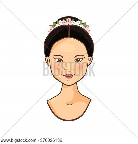 Young Smiling Beautiful Asian Woman Female Icon