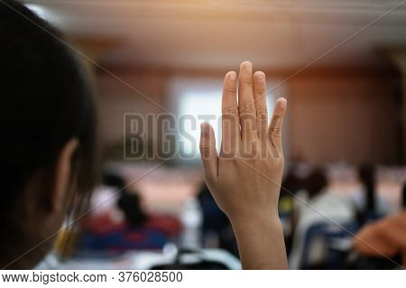 Business Event With Audience In Conference Hall While Speaker Giving Talk In Meetning Hall. Business