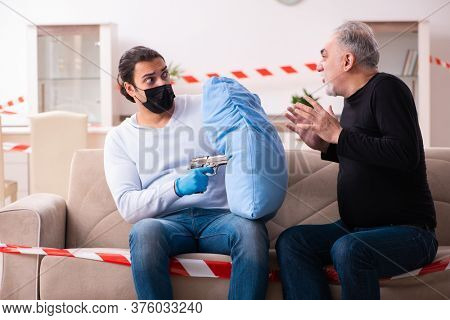 Father and son in coronavirus disease concept at home