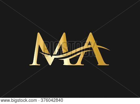 Water Wave Ma Logo Vector. Ma Letter Modern Business Logo. Abstract Letter Ma Logo Design.