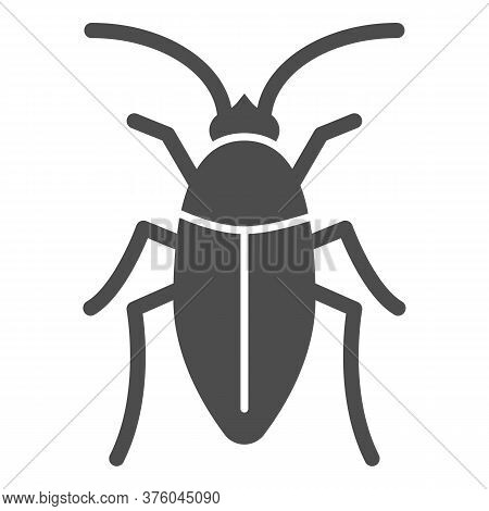 Cockroach Solid Icon, Pests Concept, Beetle Sign On White Background, Roach Icon In Glyph Style For 