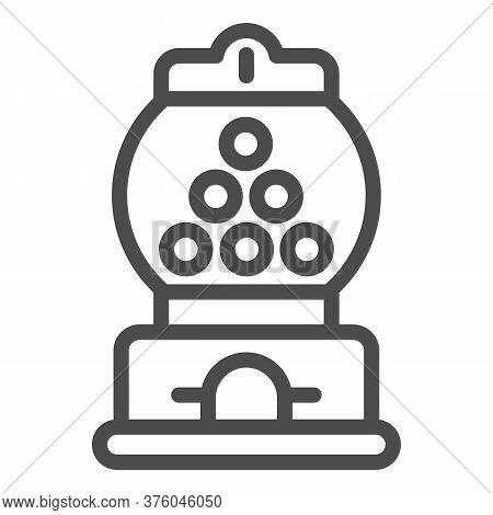 Candy Machine Line Icon, Amusement Park Concept, Gumball Machine Sign On White Background, Chewing G