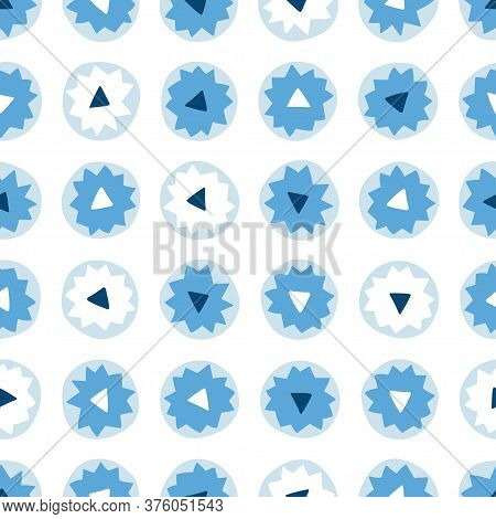 Blue Abstract Circles - Seamless Pattern. Modern Color Illustration For Textiles, Packaging, Etc. Fl