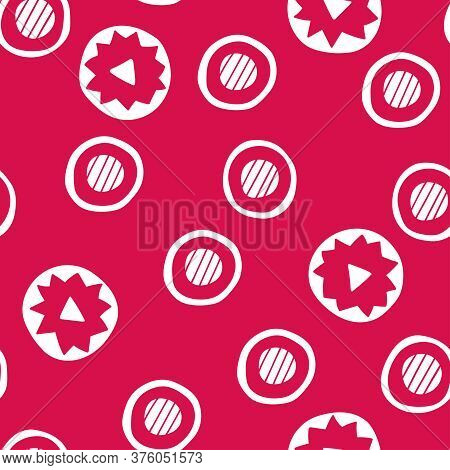 Red Abstract Circles - Seamless Pattern. Modern Color Illustration For Textiles, Packaging, Etc. Fla