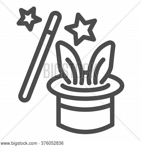 Focus With Rabbit Line Icon, Children Entertainment Concept, Magic Trick Sign On White Background, R
