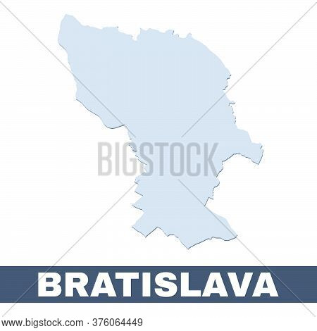 Bratislava Outline Map. Vector Map Of Bratislava City Area Within Its Borders. Grey With Shadow On W