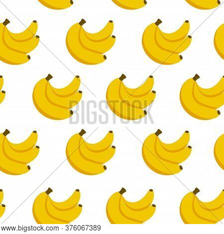 Seamless Pattern With Yellow Bananas. Repeating Endless Elements. Juicy And Tasty Fruits For A Summe