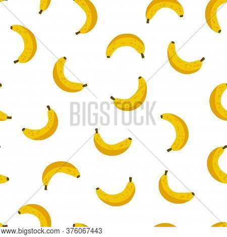 Seamless Pattern With Yellow Bananas. Repeating Endless Elements. Juicy And Tasty Fruits For A Summe