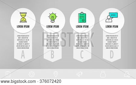 Infographics With 4 Circles And Arrows. Modern Vector Template. Can Be Used For Four Diagrams, Web,