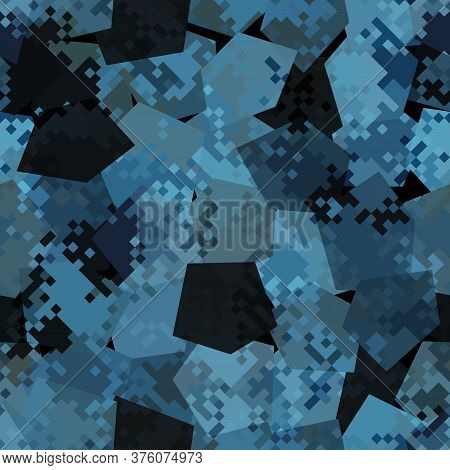 Military Camouflage Seamless Pattern. Urban Digital Pixel Style.