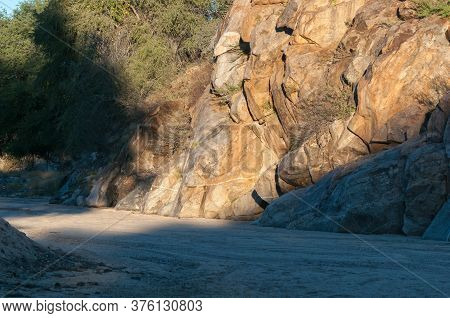 Rocks At Sunset In A Dry River Bed Near Usakos In Namibia