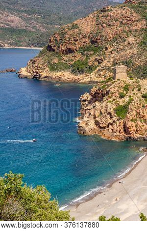 The City Of Porto And The Creeks Of Piana (calanques De Piana) In Corsica, France