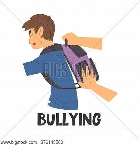 Bullying Teen Problem, Teenager In Stressful Situation Vector Illustration