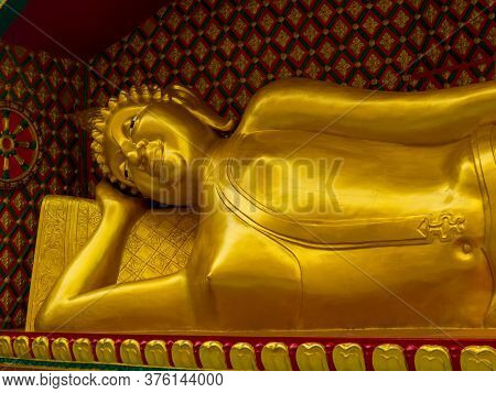 View Of The Reclining Buddha In The Wat Sitaram In Bangkok, Thailand