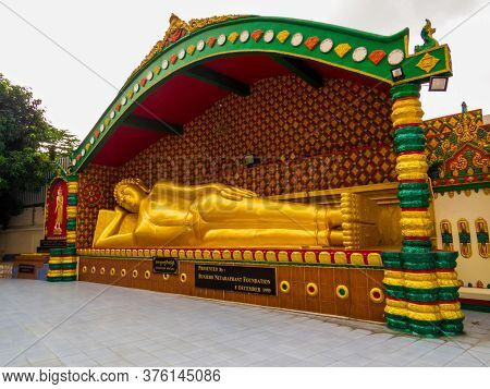 Bangkok, Thailand - January 16, 2020: View Of The Reclining Buddha In The Wat Sitaram.