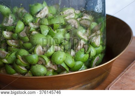 Step-by-step Recipe For Preparing Italian Liquor Nocino From Green Walnuts At Home, Real Home Kitche