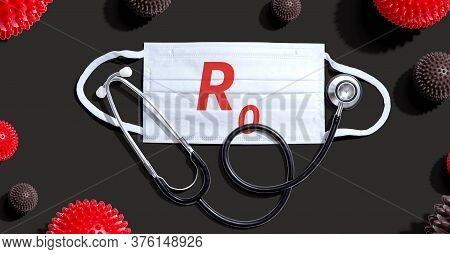R Nought Theme With Medical Mask And Stethoscope