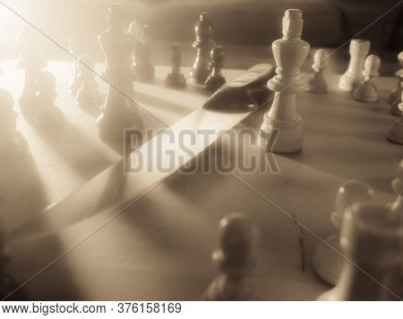 Chess Pieces And Knife