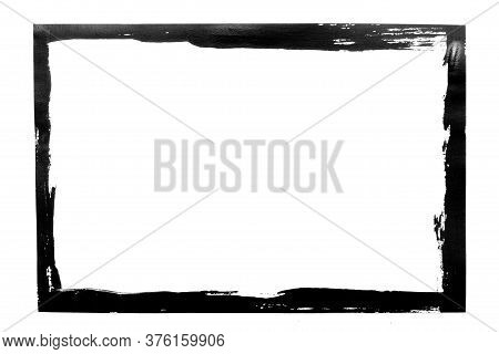 Black Grunge Frame Isolated On White Background.