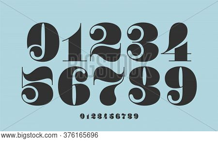 Number Font. Font Of Numbers In Classical French Didot Or Didone Style With Contemporary Geometric D