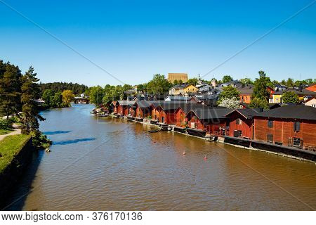 Beautiful Panoramic View Of Porvoo Cathedral And Old Town Of Porvoo