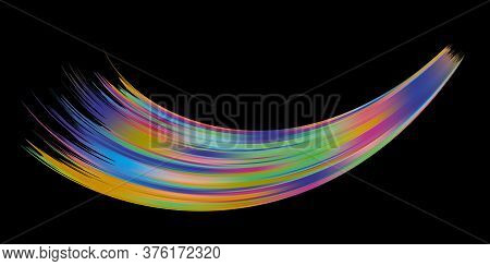 Colorful Flow Brushstroke. Wabe Sea Isolated Line.. Realistic Volume Brush Stroke. Liquid Paint Ink 