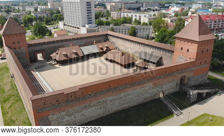 Aerial View Of Lida Castle. The City Of Lida. Belarus.