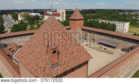 Aerial View Of Lida Castle. The City Of Lida. Belarus.