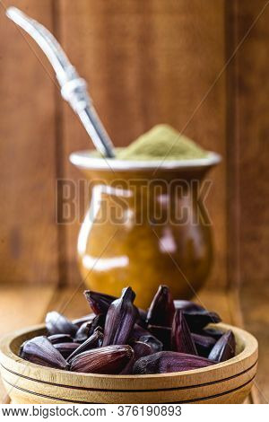 Pinhão With Chimarrão, Drink And Typical Brazilian Food, South Region.