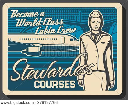 Stewardess Training Courses, Flight Attendant And Air Hostess, Airplane Cabin Crew Education, Vector