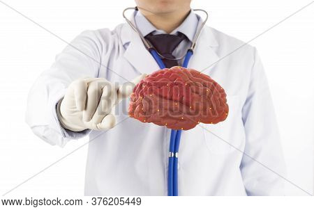 Doctor Touch Check 3d Brain , Concept Brain Disease