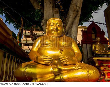 Bangkok, Thailand - January 16, 2020: Golden Buddha Statue In The Wat Sitaram.