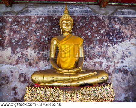 Bangkok, Thailand - January 16, 2020: Buddha Statue In The Wat Suthatthepwararam (or Wat Suthat Thep