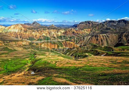 Landmannalaugar bunte Berge Landschaft Ansicht, Island