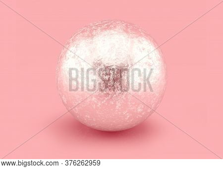 Hammered Silver Sphere With Scratches And Imperfections. Realistic 3d Rendering.
