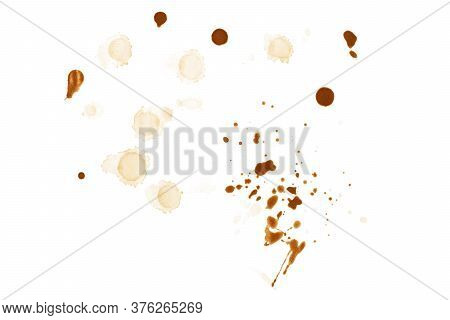 Coffee Or Tea Stains And Traces - Modern Vector Isolated Clip Art On White Background. Splashes Of C