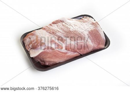 raw meat in the packageisolated on white background