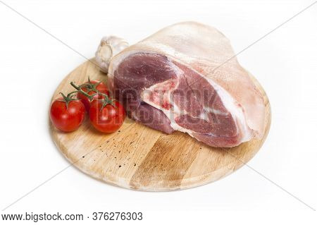 Raw Pork Knuckle Isolated On The White Background