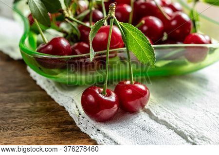 New Harvest Of Red Ripe Juicy Sour Cherry Or Kriek Berry