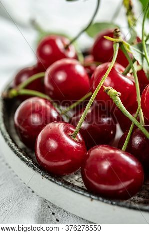 New Harvest Of Red Ripe Juicy Sour Cherry Or Kriek Berry