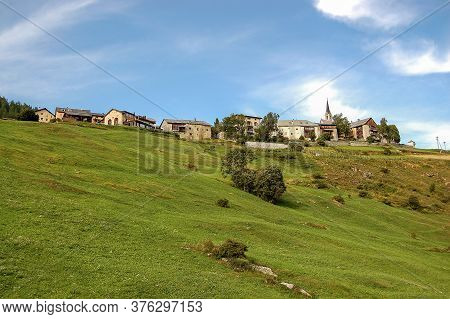 Small And Ancient Village Of Guarda In The Swiss Alps, Scuol Municipality, Engadin Valley, Graubunde