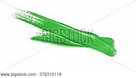 Green chroma brush stroke paiting over isolated background, canvas watercolor texture 