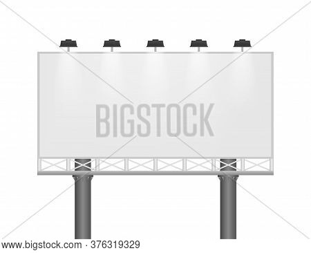 Billboard On Light Background. Empty White Vector Horizontal Poster Template. Template For Marketing