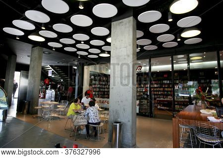 Salvador, Bahia / Brazil - December 4, 2014: View Of Espaco Glauber Rocha Foyer In The City Of Salva